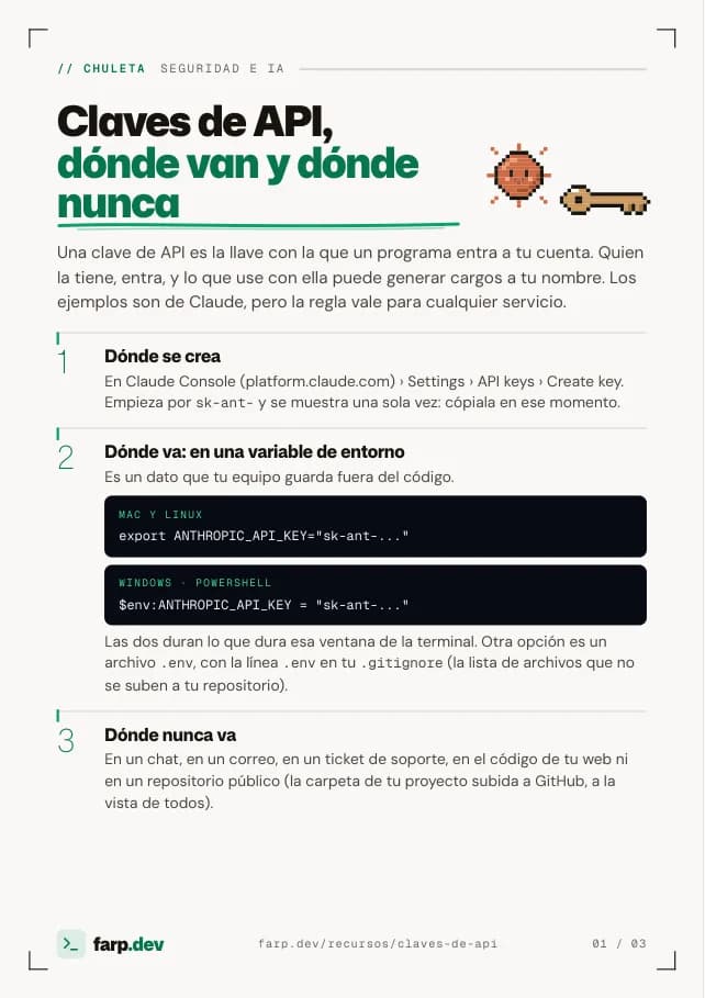 Primera página de «Claves de API: dónde van y dónde nunca»
